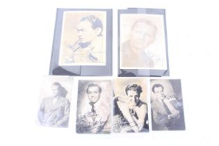 Six signed pictures of Old Hollywood actors.