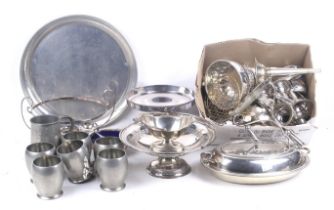 A collection of silver plated items.