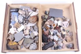A collection of specimens and minerals.