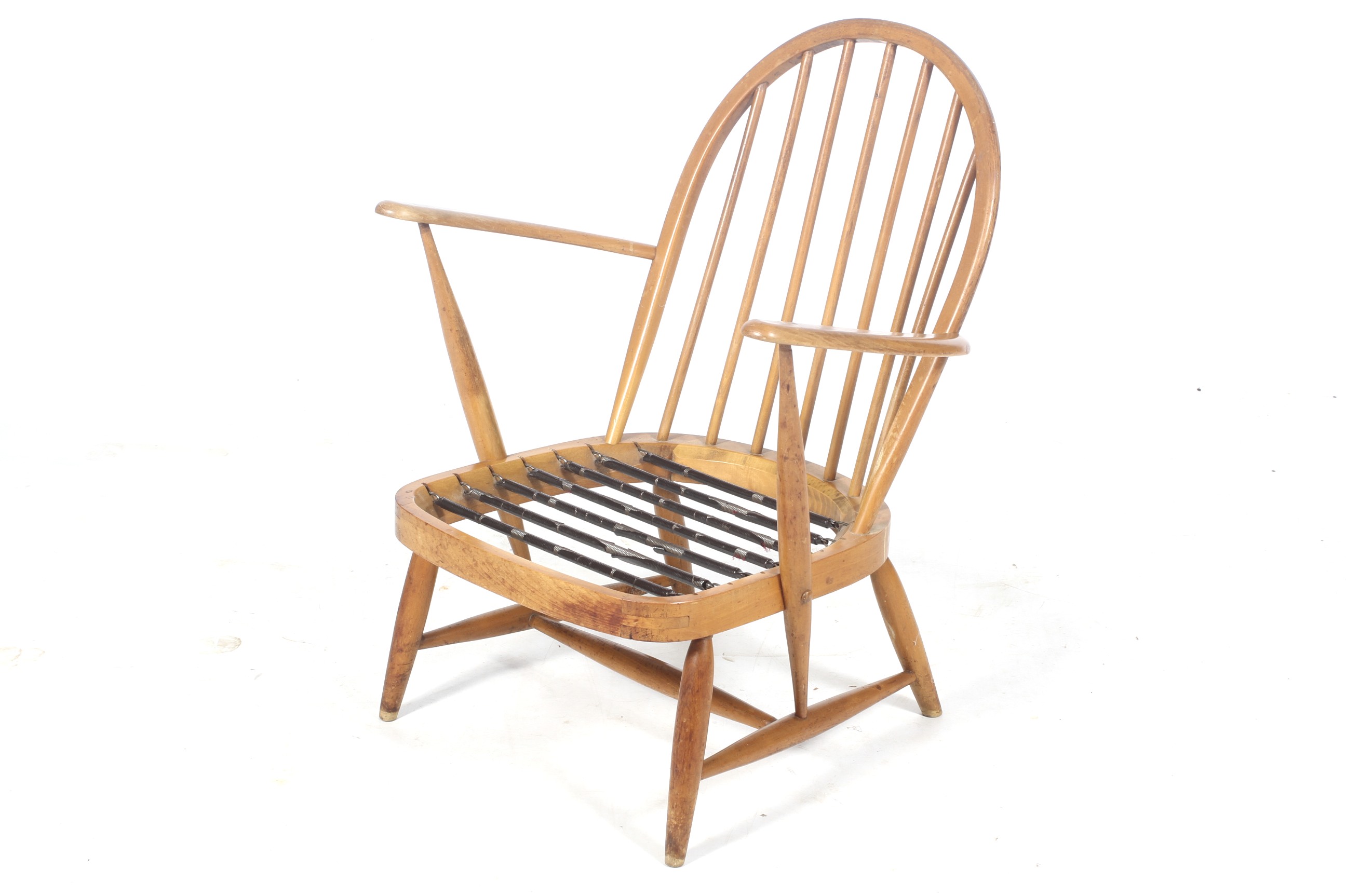 Mid-century Ercol light elm stickback open armchair. - Image 2 of 2