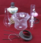 A selection of oil lamp components.