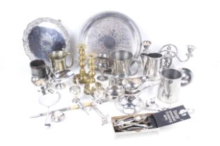 A collection of silver plate and metalware.