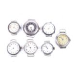 Seven silver (925) trench-type watches.