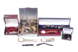 A collection of costume jewellery and watches.