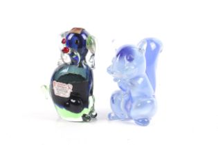 A Seguso Murano glass squirrel paperweight and a Dog cherry liqueur bottle. Max.