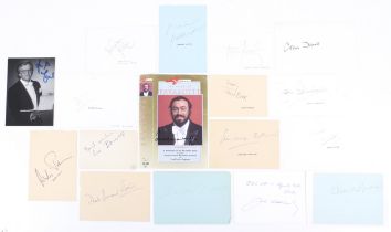 A collection of fourteen assorted autographs from the world of music and entertainment.
