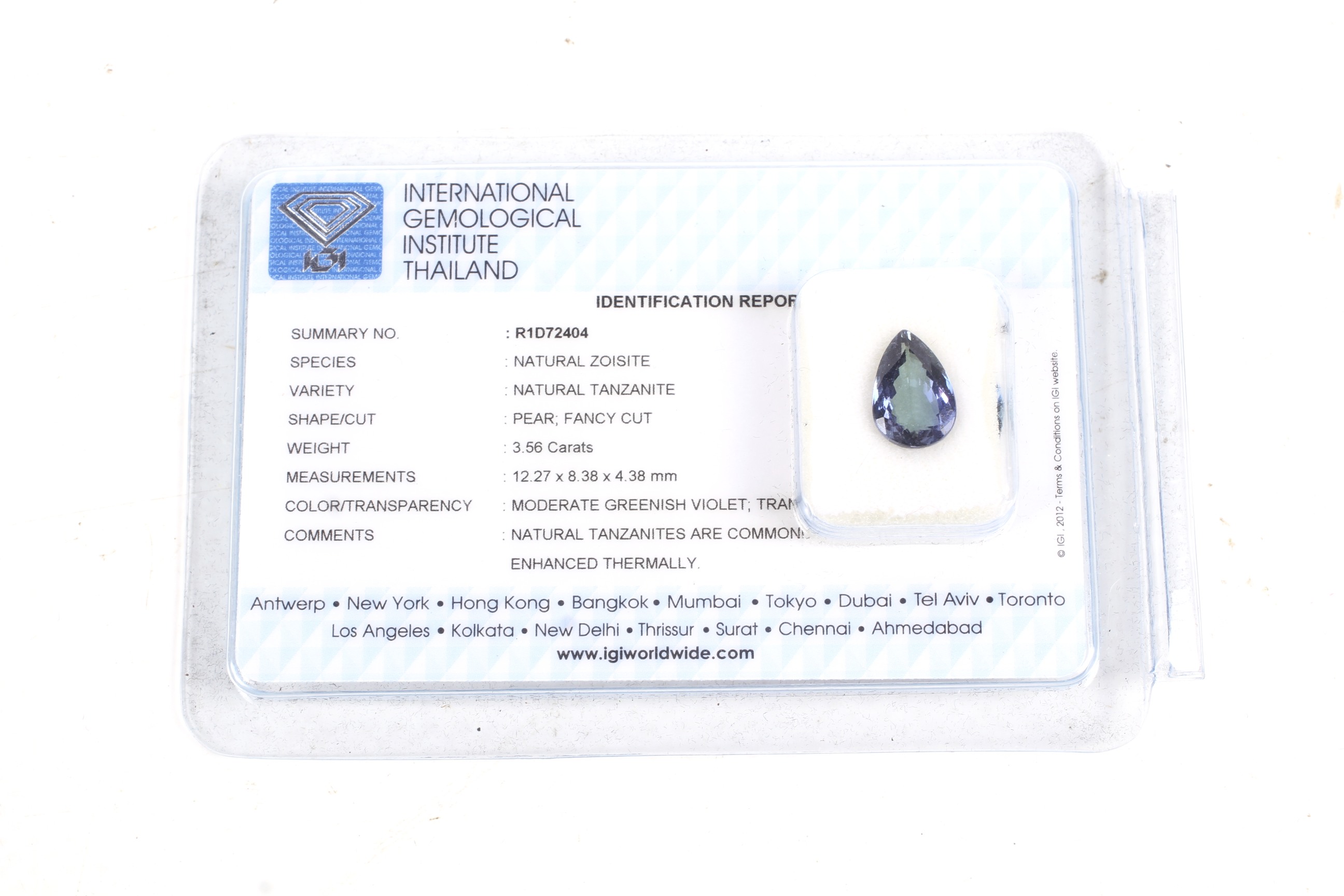 Two loose gemstones. Comprising a pear shaped tanzanite, 3. - Image 3 of 3