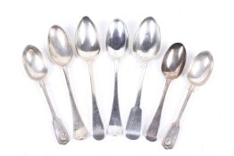 A collection of George II and later silver flatware.