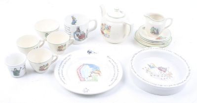 A collection of vintage ceramics for children.