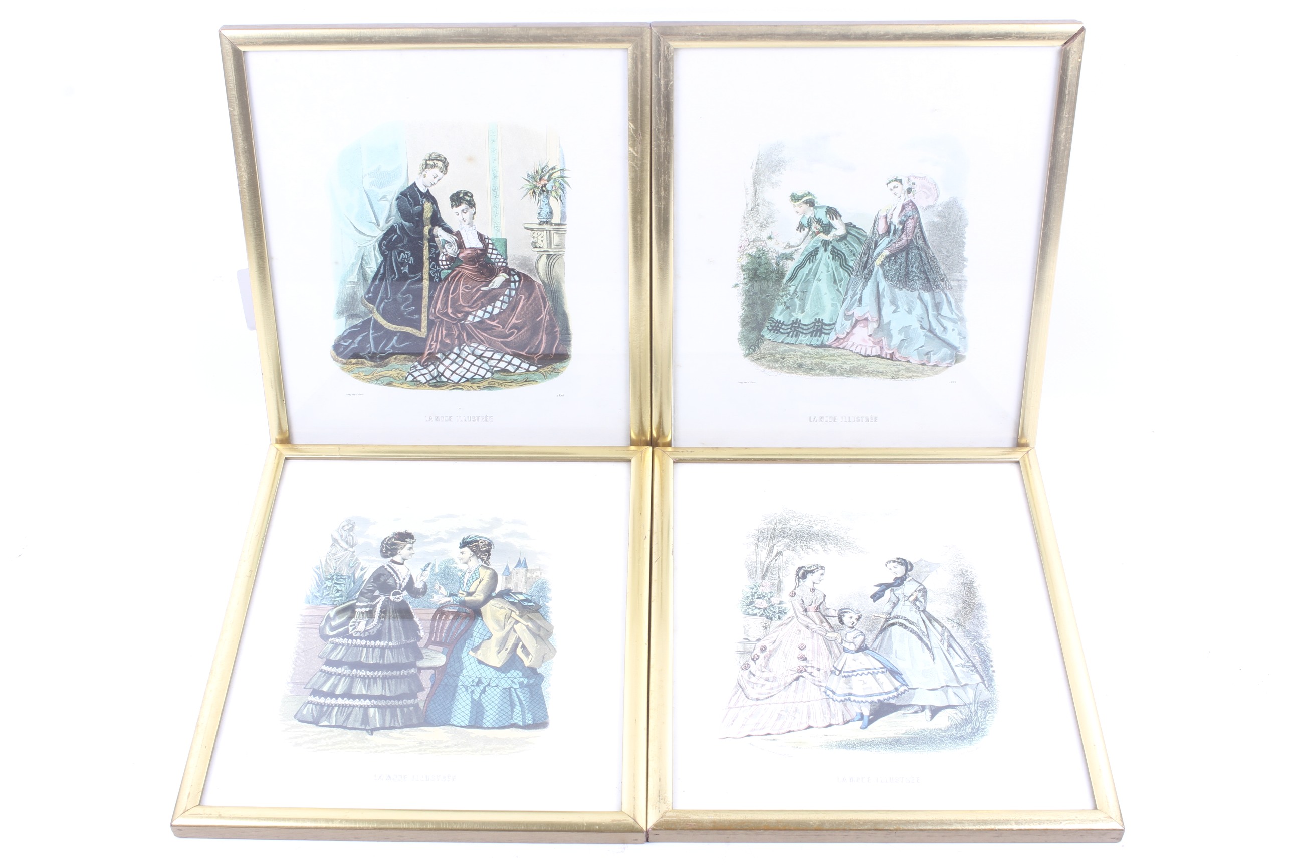 A set of four Victorian fashion prints, 'La Mode Illustree'.