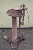 A blacksmiths leg vice and stand.