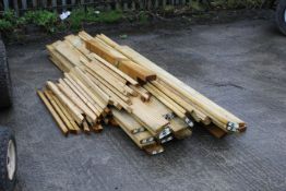 A quantity of decking timber. In approximately 2.4m lengths, qty 25 plus supports etc.