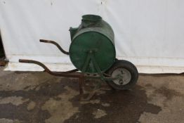 A metal drum water bowser or similar. Finished in green, H90cm.