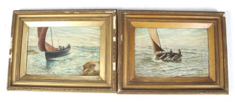 Two 20th century M.W. Crouch oil on canvases. Depicting seascapes, both signed, 29cm x 44.