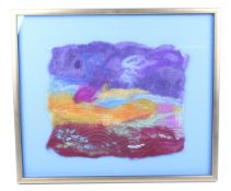 Brenda Doddingto, a felted art picture suggesting a landscape. Framed and glazed.