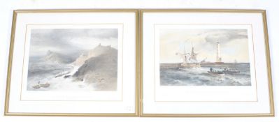 Two 19th century nautical hand coloured lithographs.