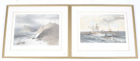 Two 19th century nautical hand coloured lithographs.