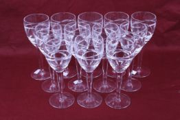A set of twelve Jasper Conran Waterford Crystal 'Aura Swirl' Design wine glasses.