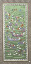 A 20th century Chinese embroidery of the One Hundred Children in dragon boats.
