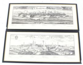 After F B Werner, two panoramic engravings of Tuscan, Italian cityscapes.