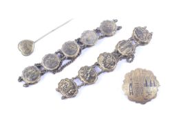 A small group of Japanese mixed metal inlaid komai technique damascene jewellery.