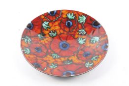 Anita Harris studio art pottery 'Poppy Plate'. Marked 'SJa' ? below. Diam 24.