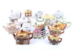 A collection of novelty ceramic teapots.