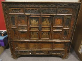 An Indian style vintage wood cabinet.