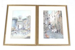 A pair of early 20th century continental watercolour paintings.