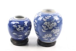Two 19th and 20th century Chinese blue and white porcelain ginger jars.