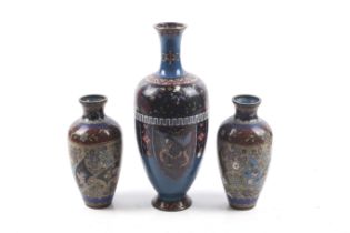 Three early 20th century Japanese closionne vases.