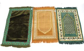 Three contemporary rugs. Including two prayer rugs, and one other. Max.