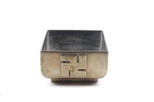 A possibly Chinese or Indian square bronze incense burner.