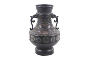 A 20th century Japanese bronze and champleve vase.