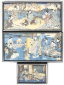 Three Japanese woodcut prints.