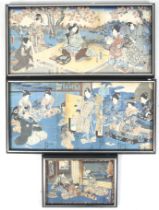 Three Japanese woodcut prints.