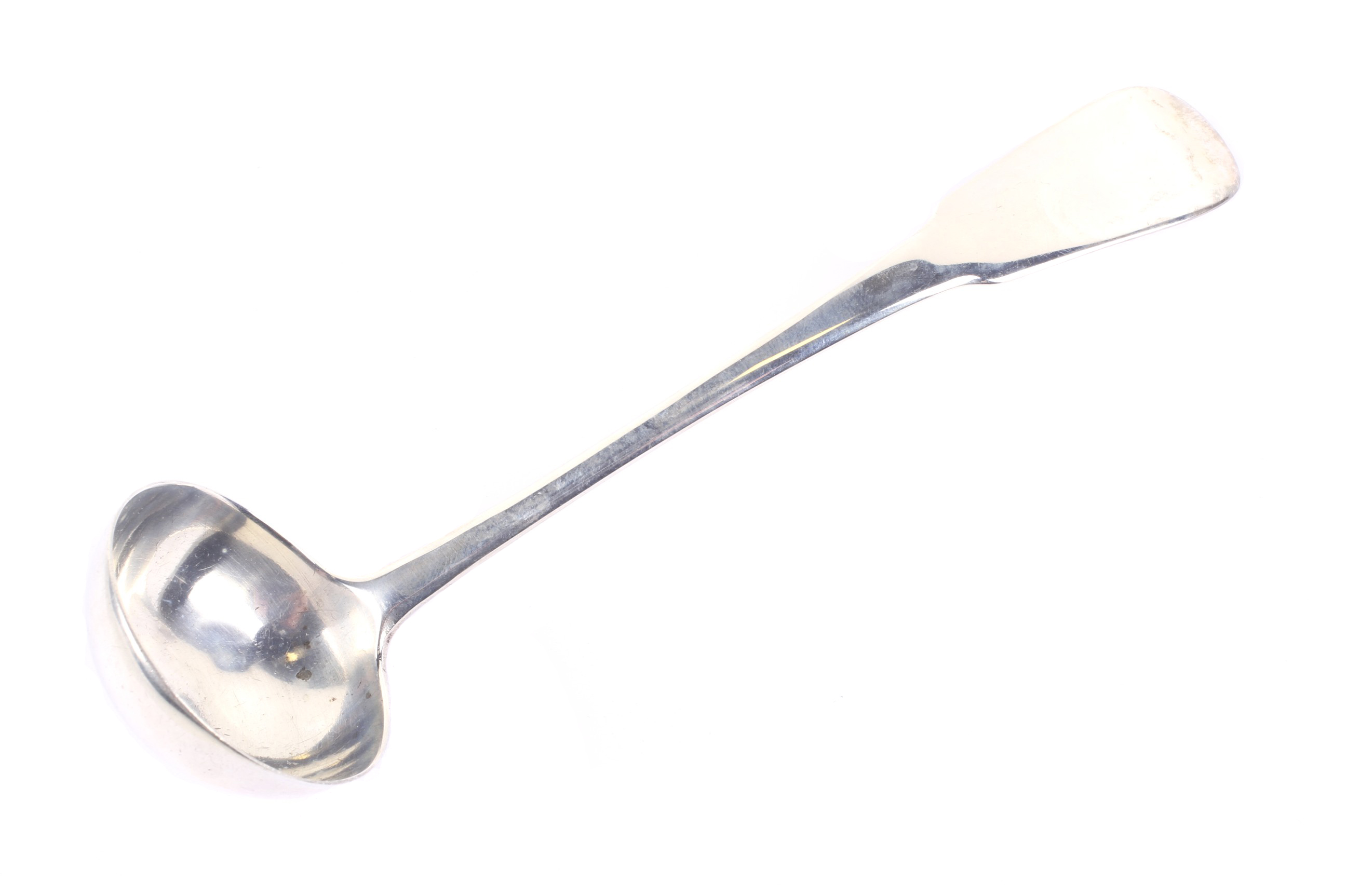 A late George III Scottish silver oar pattern toddy or small sauce ladle.