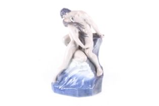 Theodor Lundberg for Royal Copenhagen 'The Wave and Rock' porcelain sculpture. Model no.