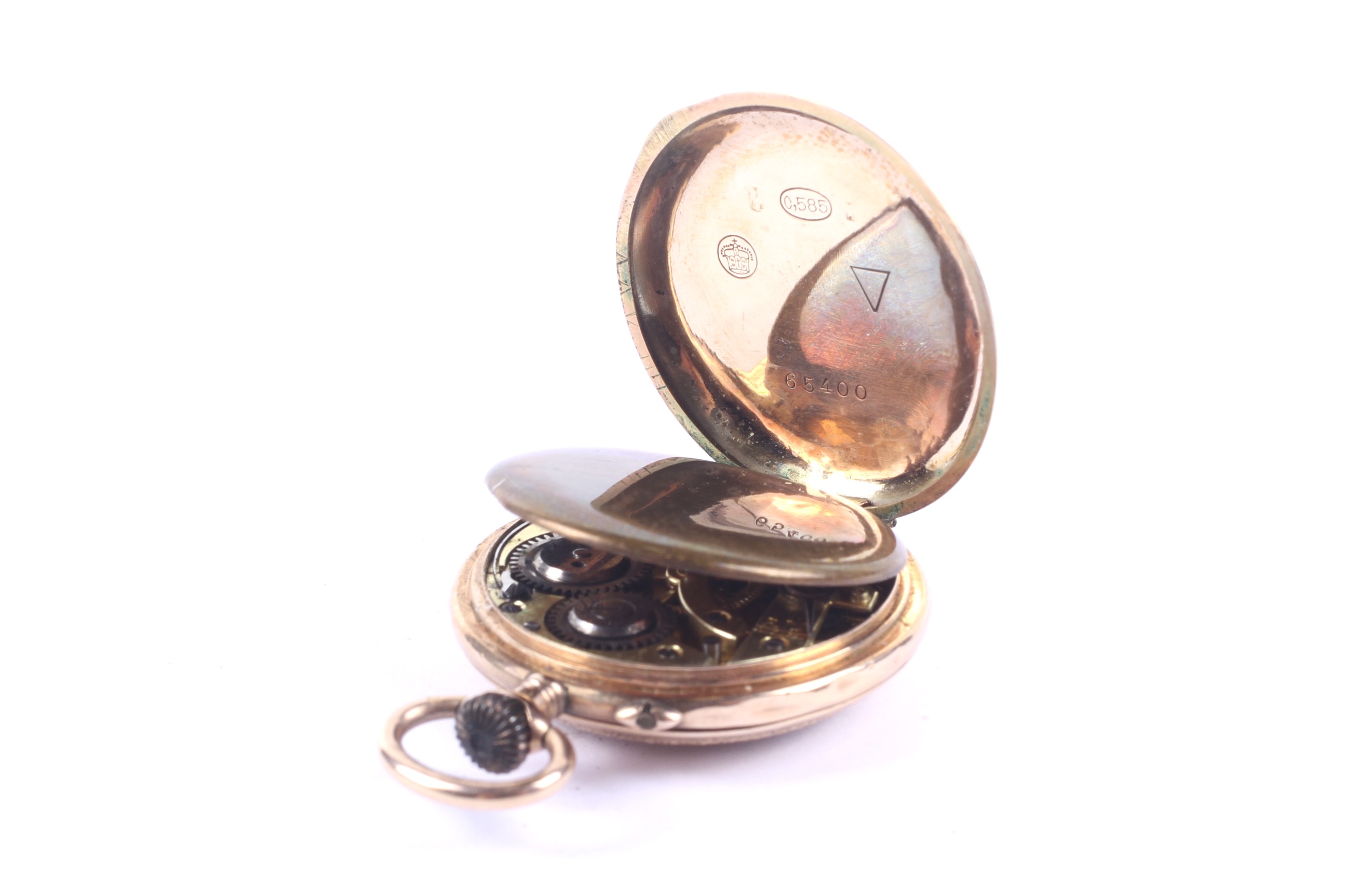 An early 20th century gold cased fob watch and a Victorian long guard chain. - Bild 5 aus 5