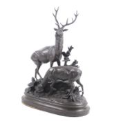 Bronzed effect stag, deer figure group A Wager.