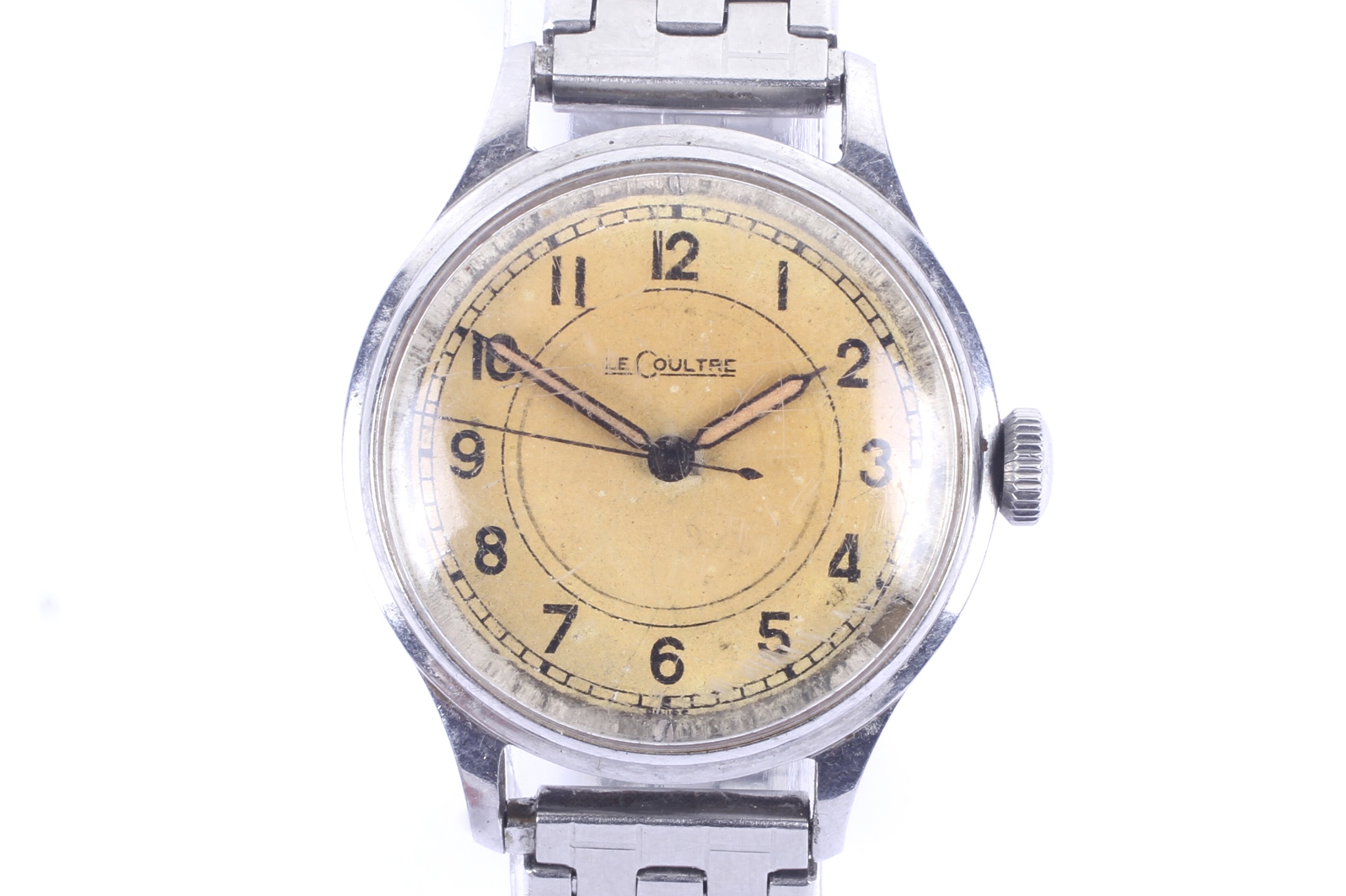 Le Coultre, a gentleman's stainless steel round wrist watch, cica 1940.