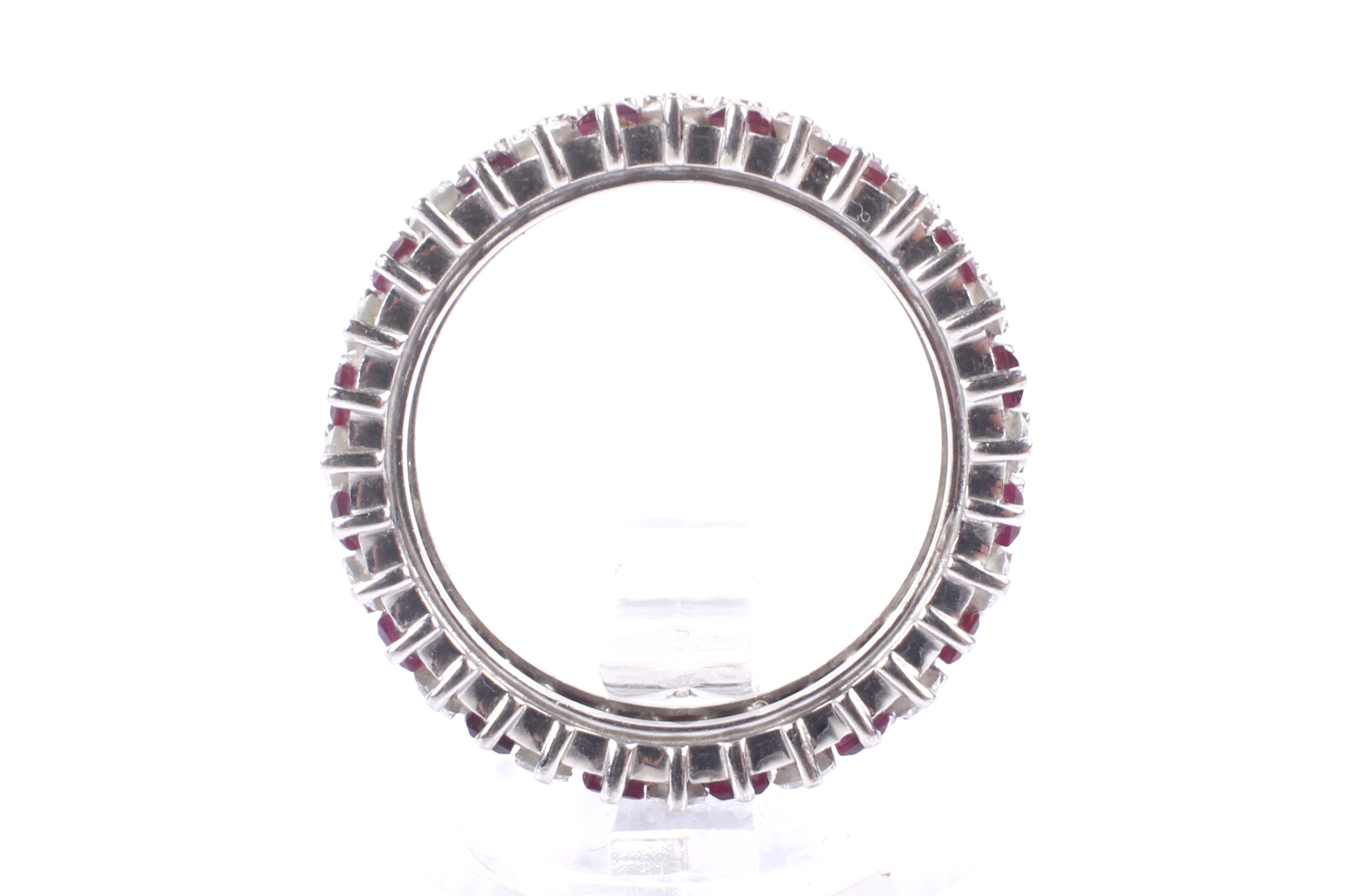 A modern ruby and diamond two-row eternity ring, - Image 3 of 4