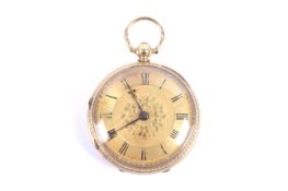 Rich, Bridgewater, a Victorian 18ct gold cased open face small pocket watch, circa 1887.