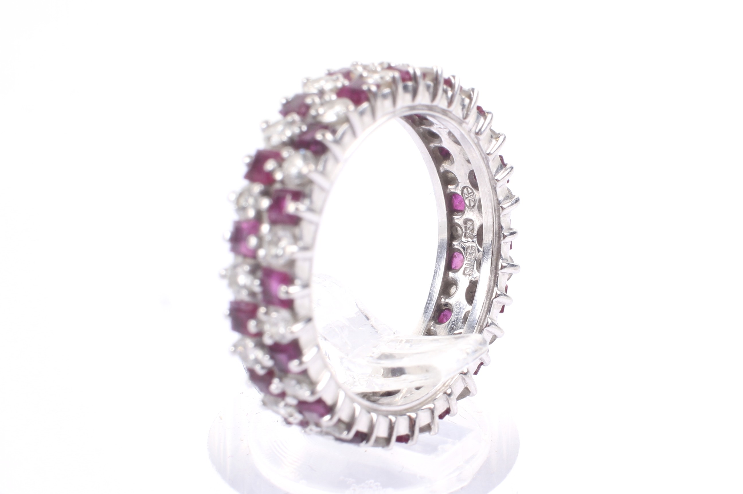 A modern ruby and diamond two-row eternity ring, - Image 4 of 4