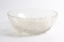 R Lalique signed opaline glass bowl, No. 381.Decorated with stylized ladies,signed to the base R.