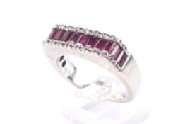 A vintage Italian 18ct white gold, ruby and diamond dress ring.