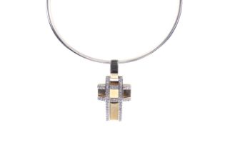 A modern cross pendant and necklace.