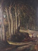 John Howard Burgess (Irish, 1817-1890), oil on canvas, A Woodland Dell.