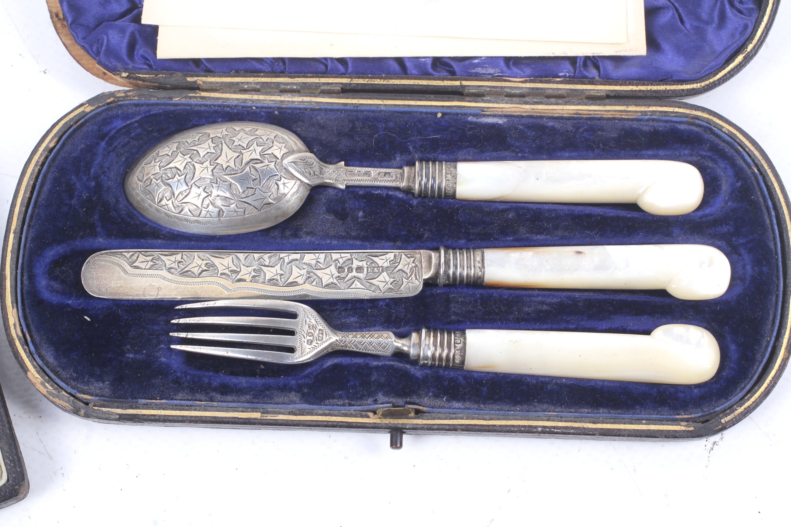 Five various early 20th century baby's silver and mother of pearl rattles/teethers and other items. - Image 4 of 4