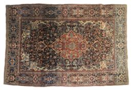 Persian blue ground silk rug.